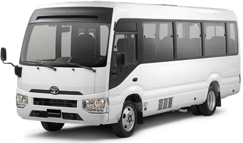 Toyota Coaster bus with driver in Egypt